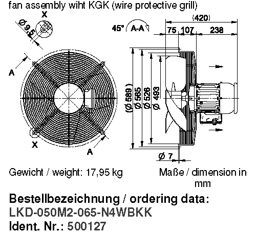 Габаритные размеры и исполнение KGV EX(e) 500/32 T3 400V 108672